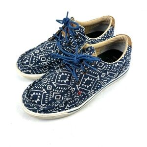 Twisted X Hooey Hooey Shoes 6 Canvas Navy Aztec Slip On Comfort Womens